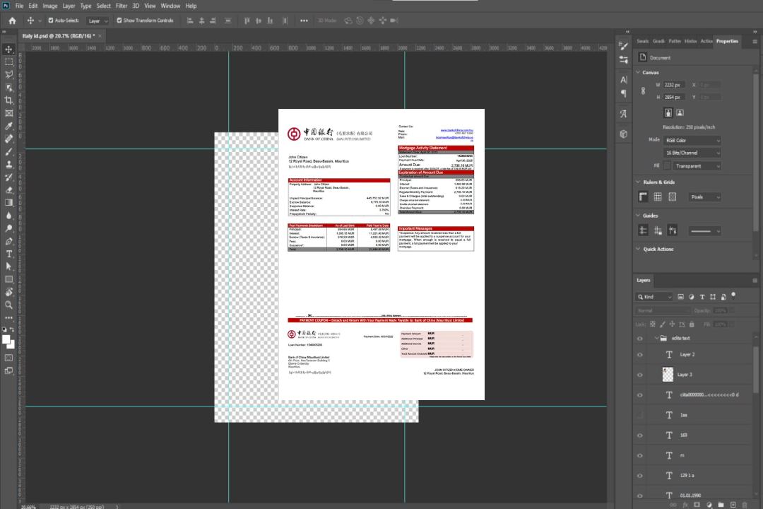 Modèle Word et PDF de relevé hypothécaire de Mauritius Bank of China (Mauritius) Limited template